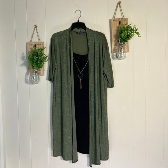 Tiffany & Grey Green & Black Dress w Necklace XL - Picture 1 of 5